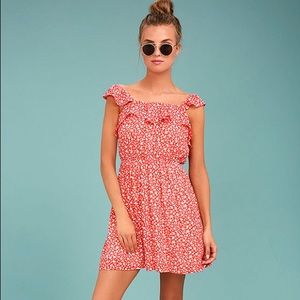 MOON RIVER DOTTIE RED FLORAL PRINT DRESS
